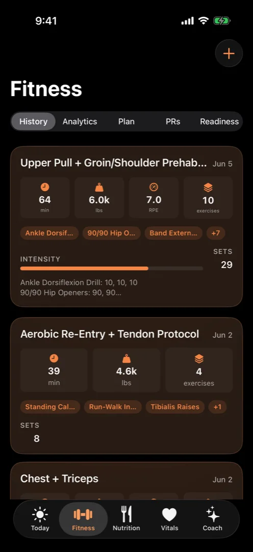 NeuralFit workout history